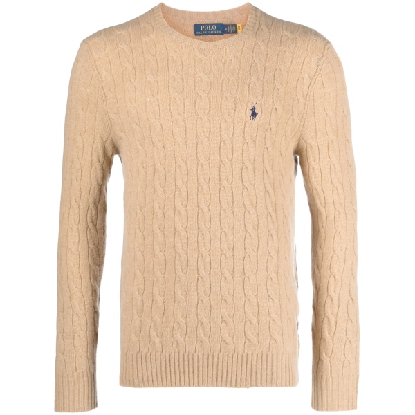 Polo Pony-motif cable-knit jumper