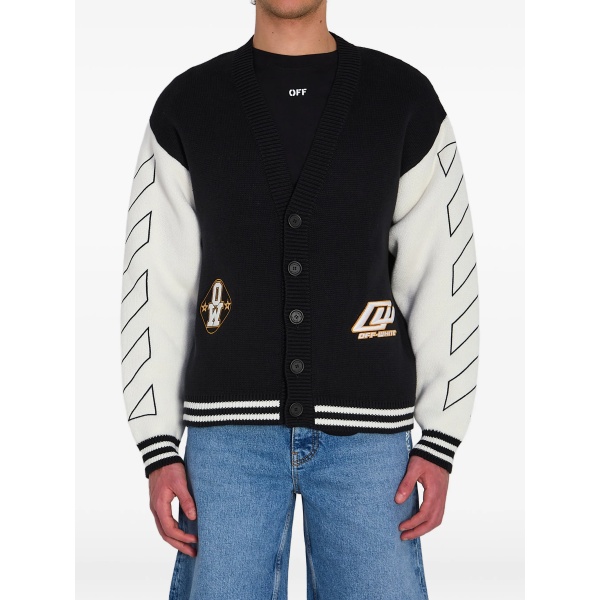 ribbed embroidery varsity cardigan