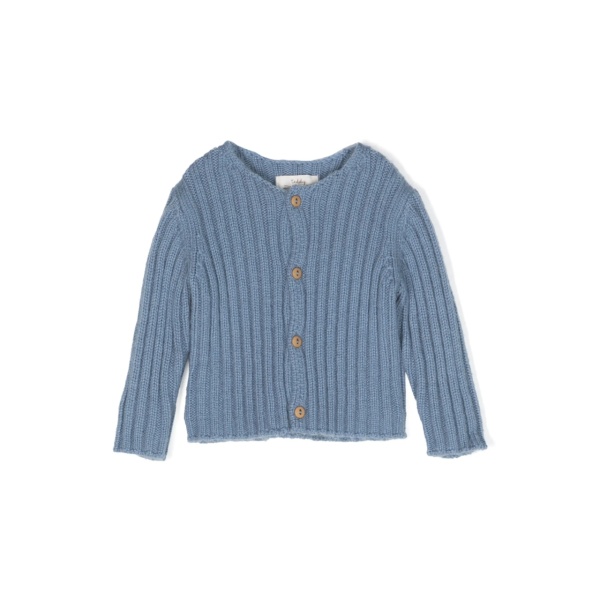 ribbed-knit round-neck cardigan