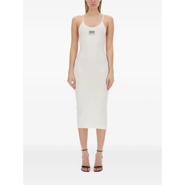 ribbed logo-patch dress