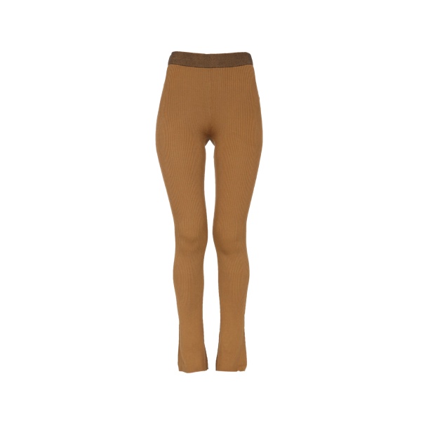 ribbed split-hem leggings