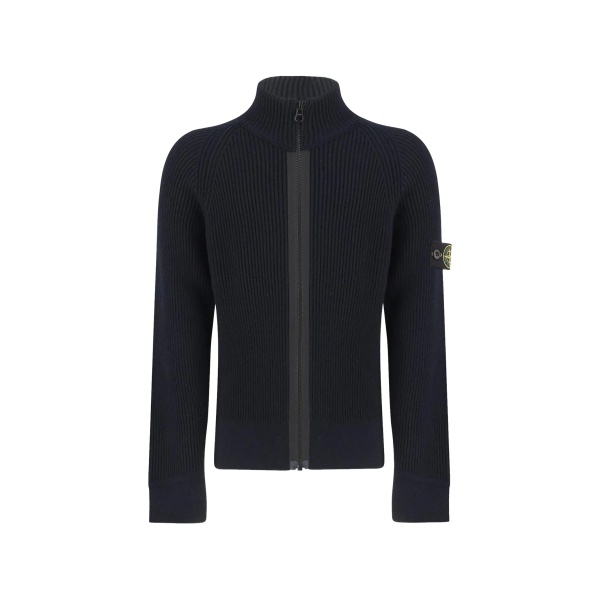 ribbed zip-up cardigan