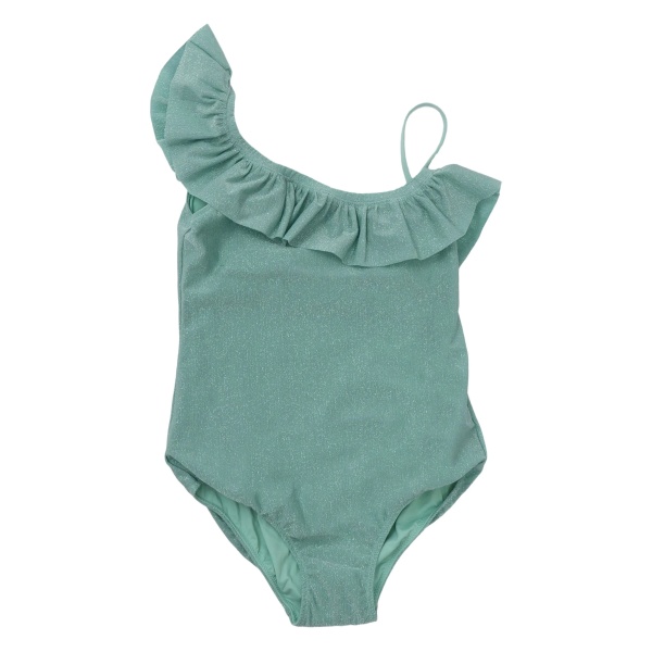 ruffle asymmetric-shoulder swimsuit
