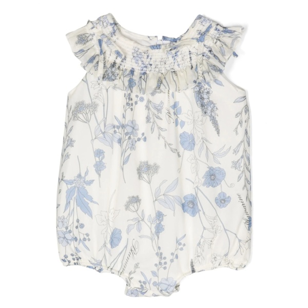 ruffle-trim floral-print romper