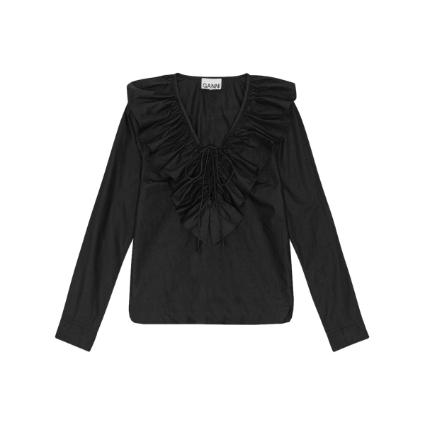 ruffled organic-cotton blouse