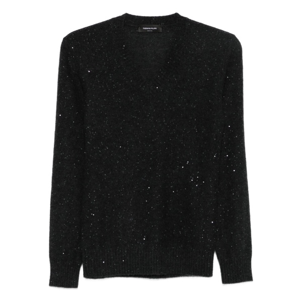 sequin-embellished V-neck sweater