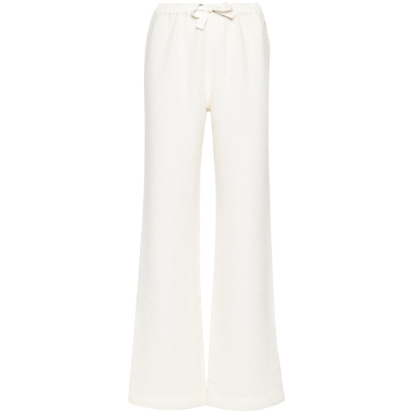 Shino logo-patch bouclé trousers