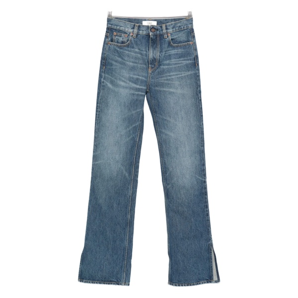 side-slit straight-leg jeans