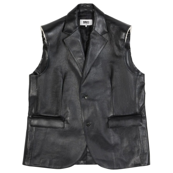 sleeveless leather gilet