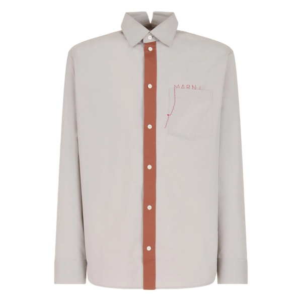 split-collar embroidered shirt