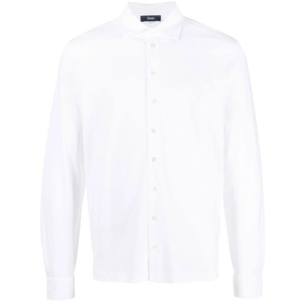 spread-collar cotton shirt