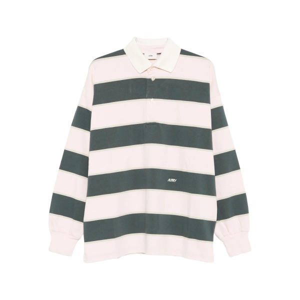 stripe long-sleeve polo shirt