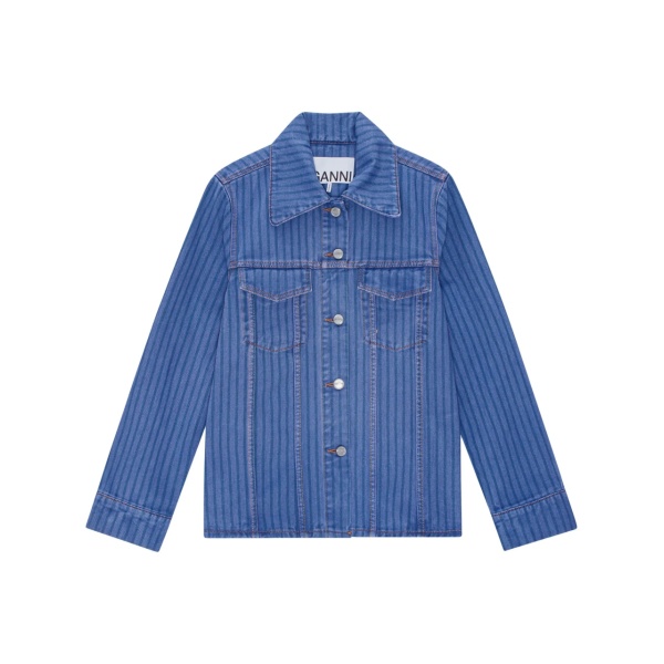 striped denim jacket