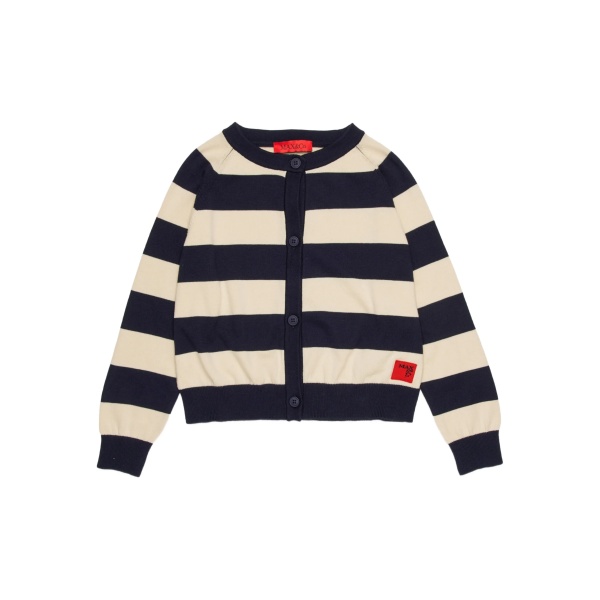 striped logo cardigan
