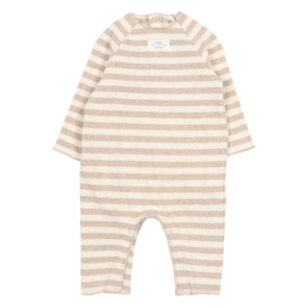 striped long-sleeved romper
