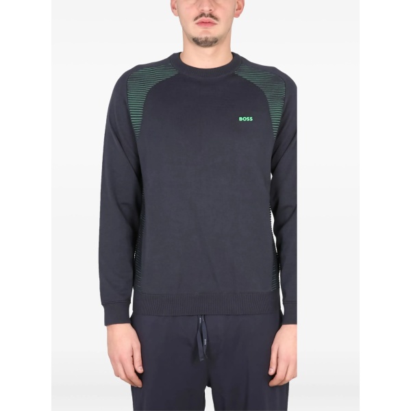 striped-panel crew neck sweatshirt