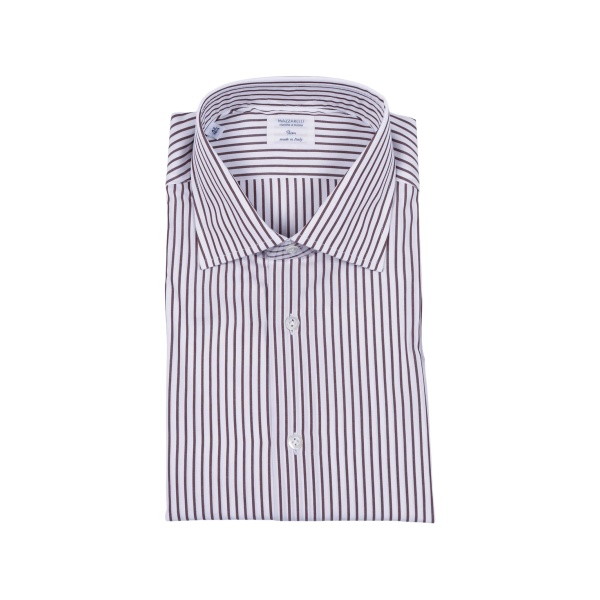striped-pattern slim-fit shirt