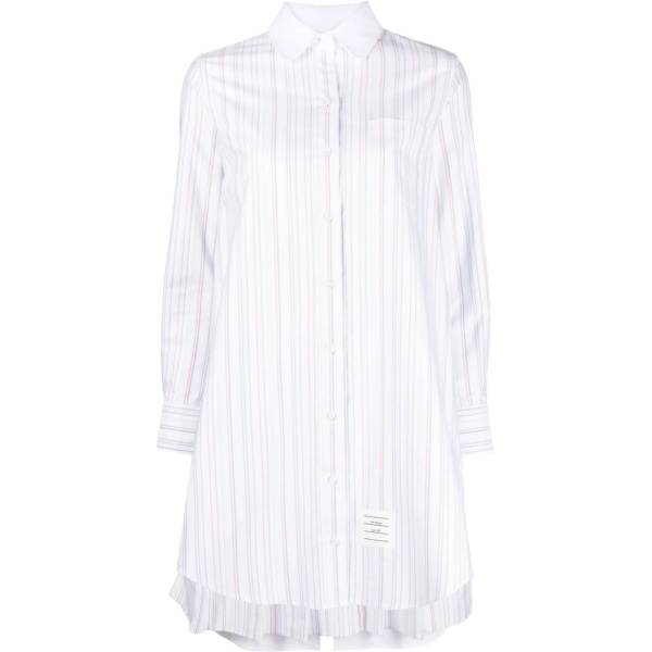 striped pleat-detail shirtdress