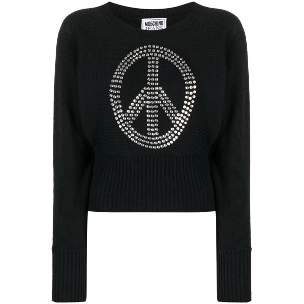 studded Peace Symbol sweater