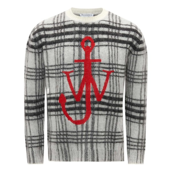 tartan-check crew-neck jumper