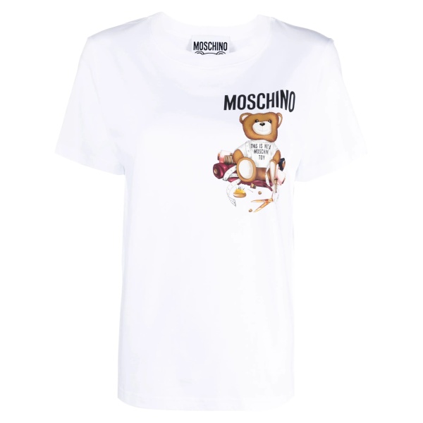 Teddy bear-motif cotton T-shirt