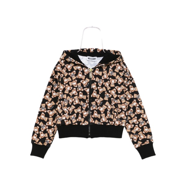teddy-print zip-fastening hoodie