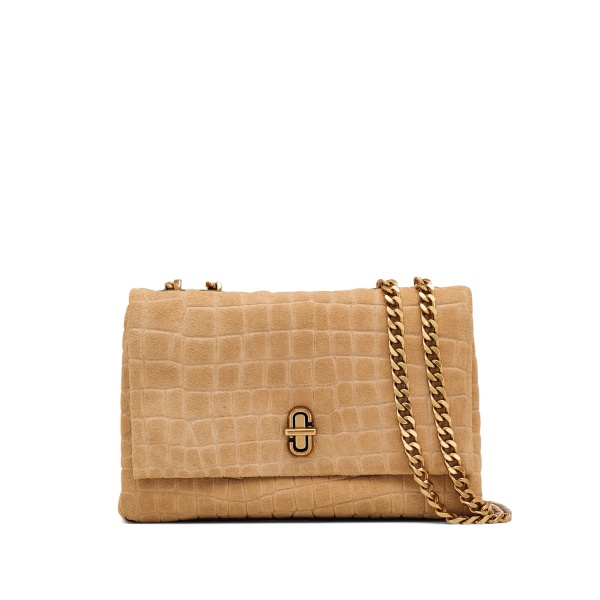 The Slim croc suede dual-chain shoulder bag