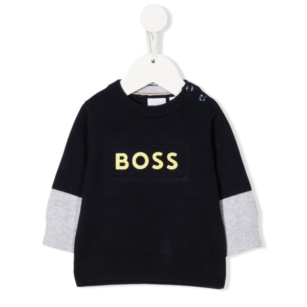 two-tone logo-print jumper