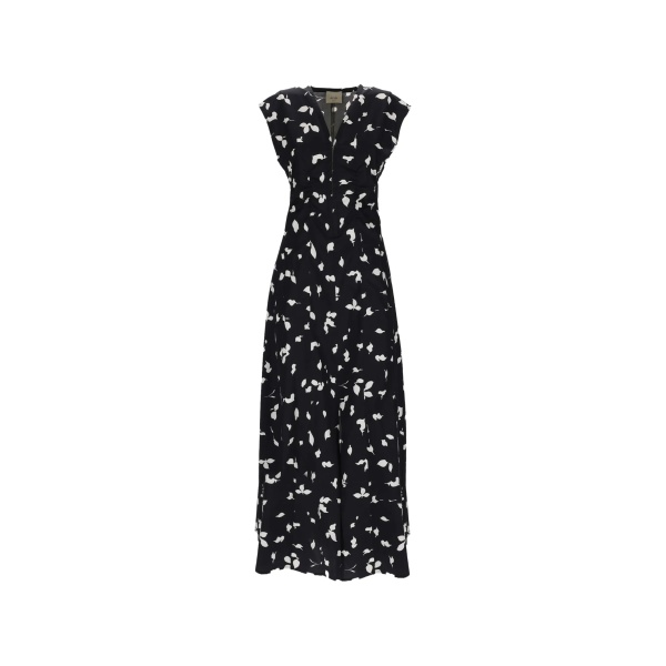 V-neck print midi dress