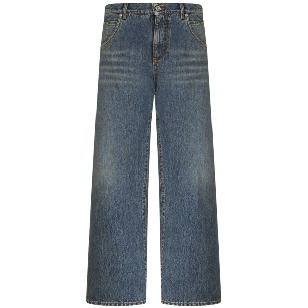 wide-leg cropped cotton jeans