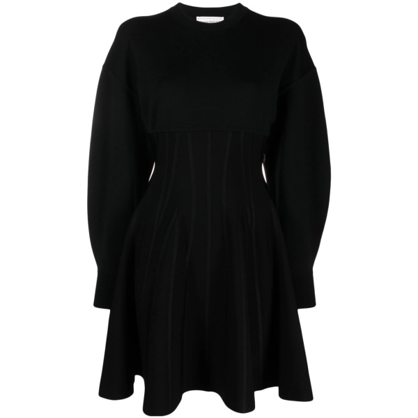 wool-blend flared minidress
