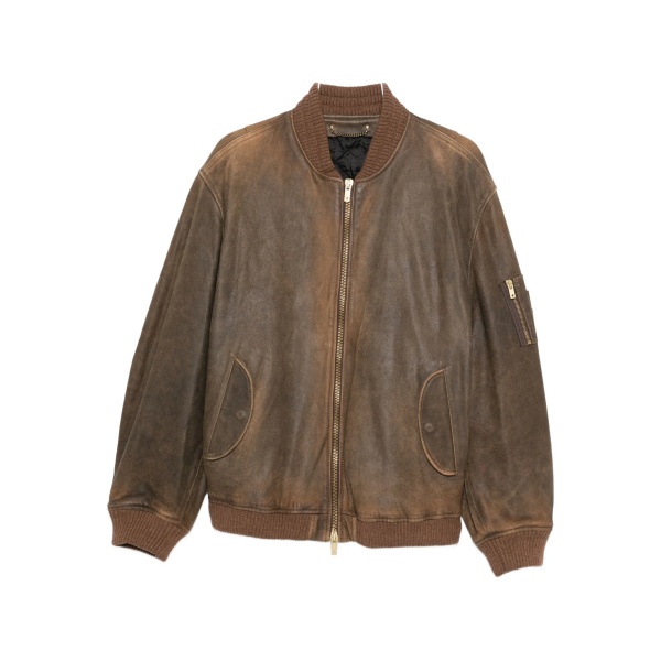 zip-fastening leather jacket