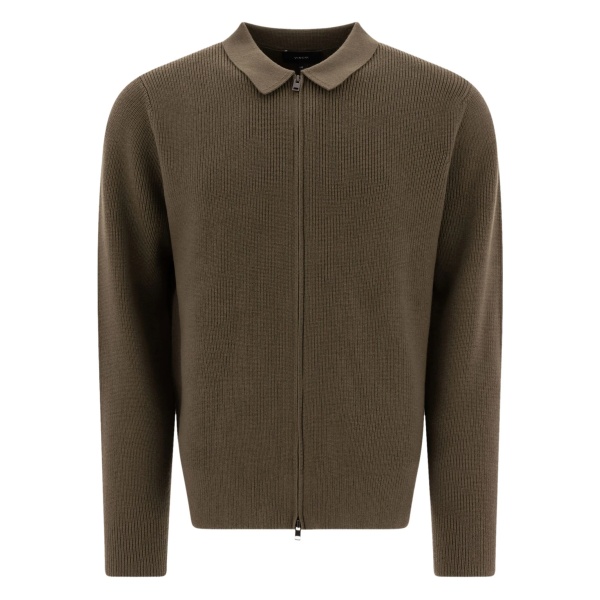zip-fastening ribbed cardigan