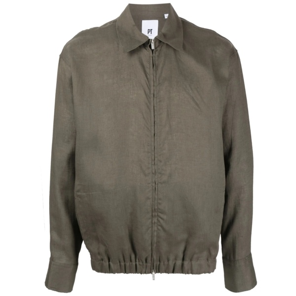 zip-up linen shirt jacket