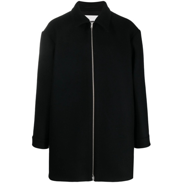 zip-up wool coat
