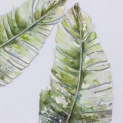 Tablou Pictat Manual Green Duet, 40x40cm