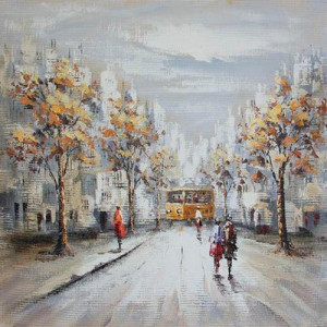 Tablou pictat manual Bus Station