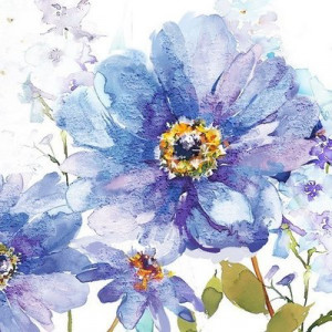 Tablou pictat manual Shades of Blue, 30x30cm