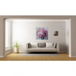 Tablou pictat manual Geranium roz, 60x60cm - Img 2