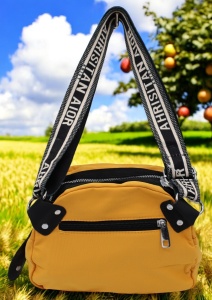 Geanta crossbody din material textil pentru femei R1929, curea reglabila, 21x18x13cm, Galben - Img 4
