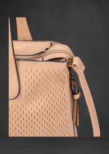 Geanta dama tip shopper, piele ecologica, model cu perforatii, R2500700999, apricot - Img 5