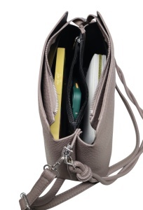 Geanta de dama crossbody, design minimalist texturat, compartimentare multipla, curea ajustabila, R87010, kaki inchis - Img 4