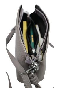 Geanta de dama crossbody, design minimalist texturat, compartimentare multipla, curea ajustabila, R87010, gri - Img 2
