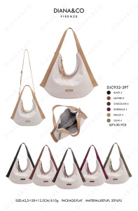 Geanta de Umar Dama Diana&Co Firenze, Stil Hobo, Canvas/PU, DJC932-2, olive - Img 2