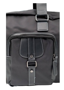 Geanta de voiaj cu insertii din piele ecologica si buzunare aplicate R8081, 55X30x20cm, Negru - Img 4