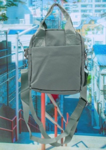 Geanta pentru femei R1311, cu manere si curea din material textil, 19x16x7cm, Verde deschis - Img 2