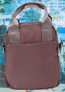 Geanta pentru femei R1311, cu manere si curea din material textil, 19x16x7cm, Roz inchis - Img 4
