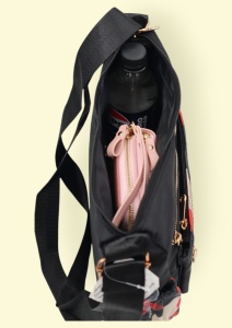 Geanta pentru femei tip crossbody R1130, material textil, curea reglabila, 25x16x13cm, Negru08 - Img 7