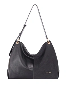 Geanta Umar Dama David Jones CM8656 Incapatoare, Tip Hobo Mare, Bareta Fina cu Inele Metalice, Piele Ecologica, Negru