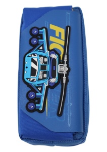 Penar pentru baieti R7233, model elicopter, doua compartimente, material textil, 20x10x6cm, Albastru